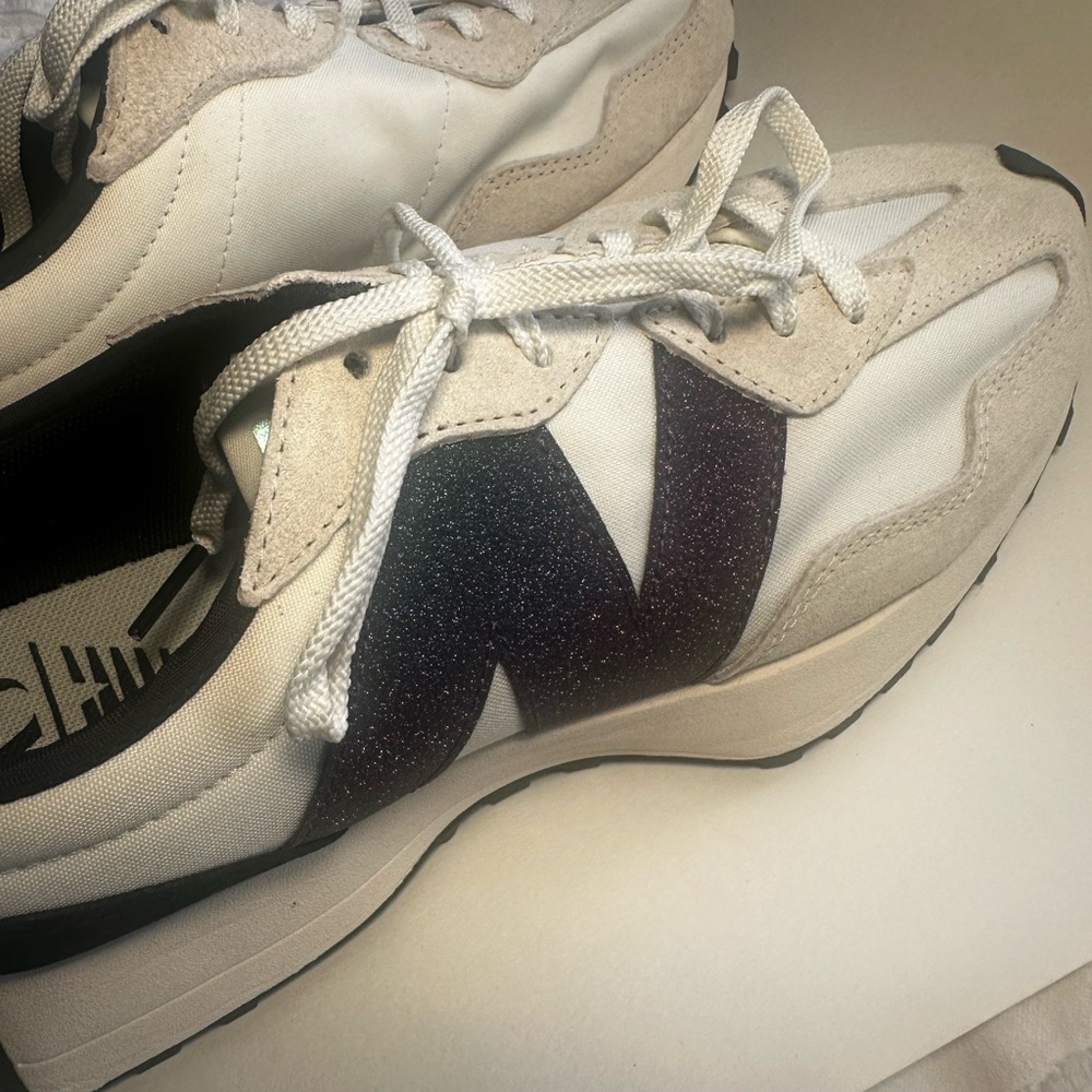 Women’s Casual White and Beige Athletic Sneakers - Sea Salt Black - NEVER WORN